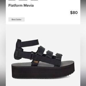 Teva size 8 women’s flatform mevia black